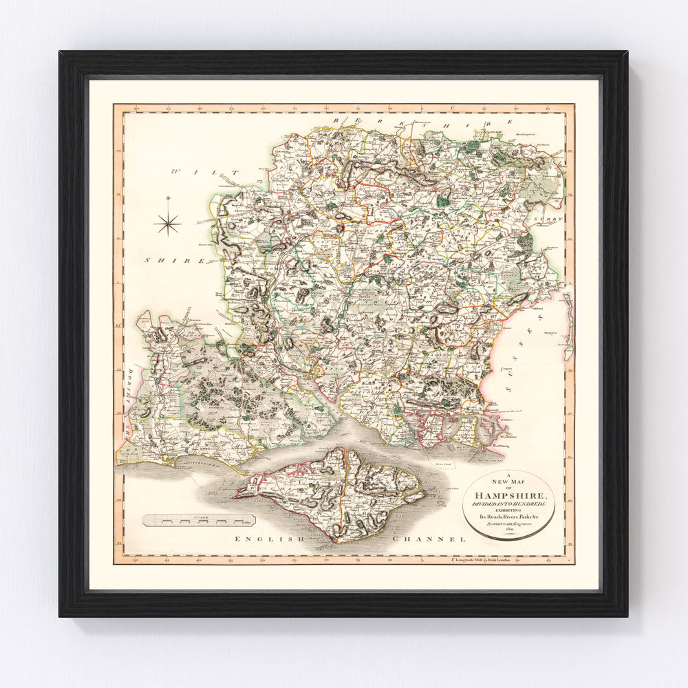 Hampshire County England Vintage Map 1801