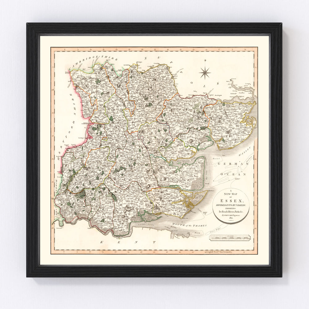 Essex County England Vintage Map 1801