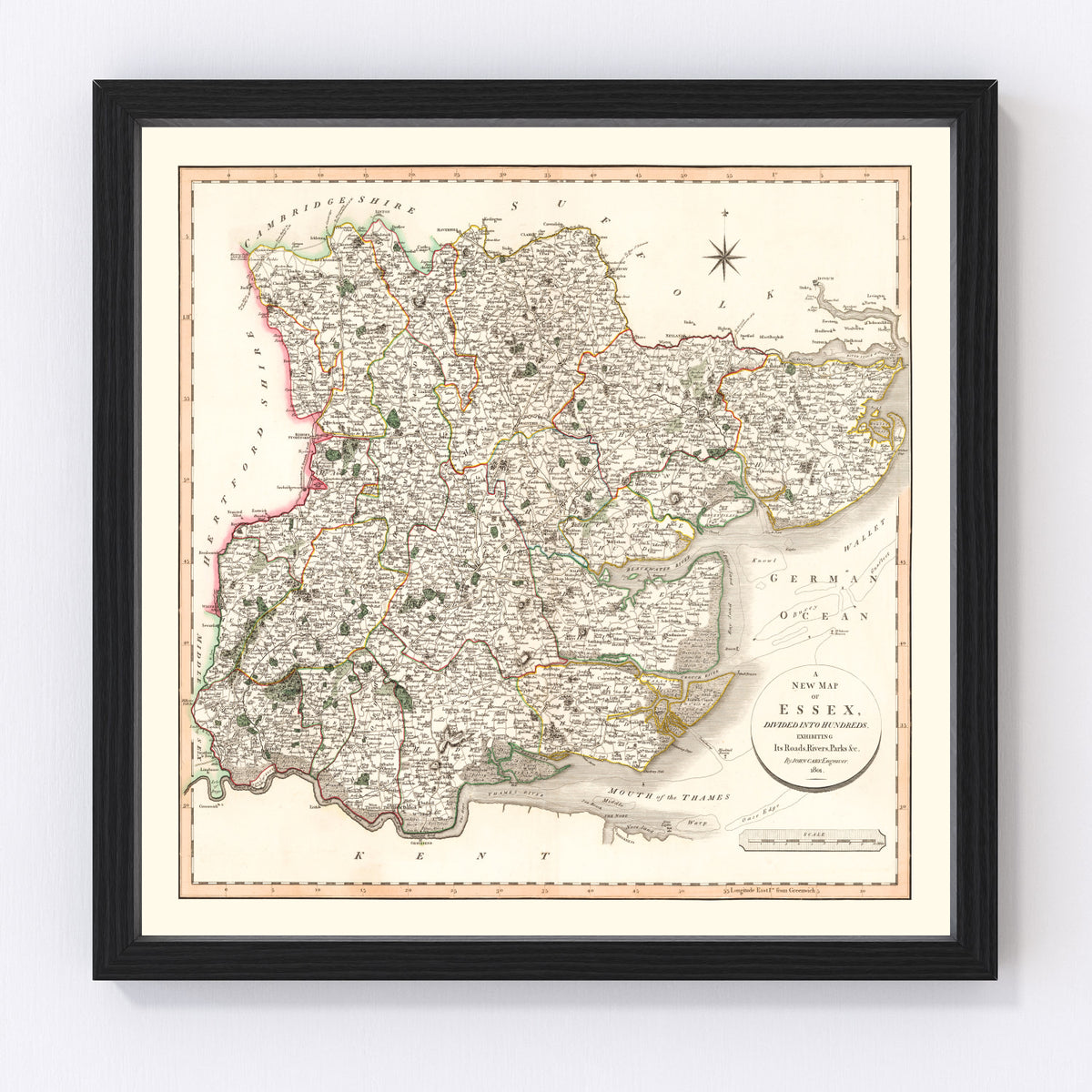 Essex County England Vintage Map 1801