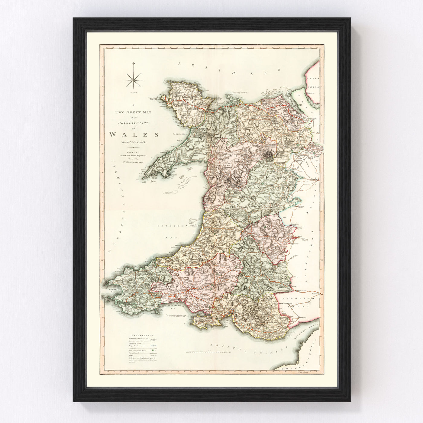 Wales Vintage Map 1809