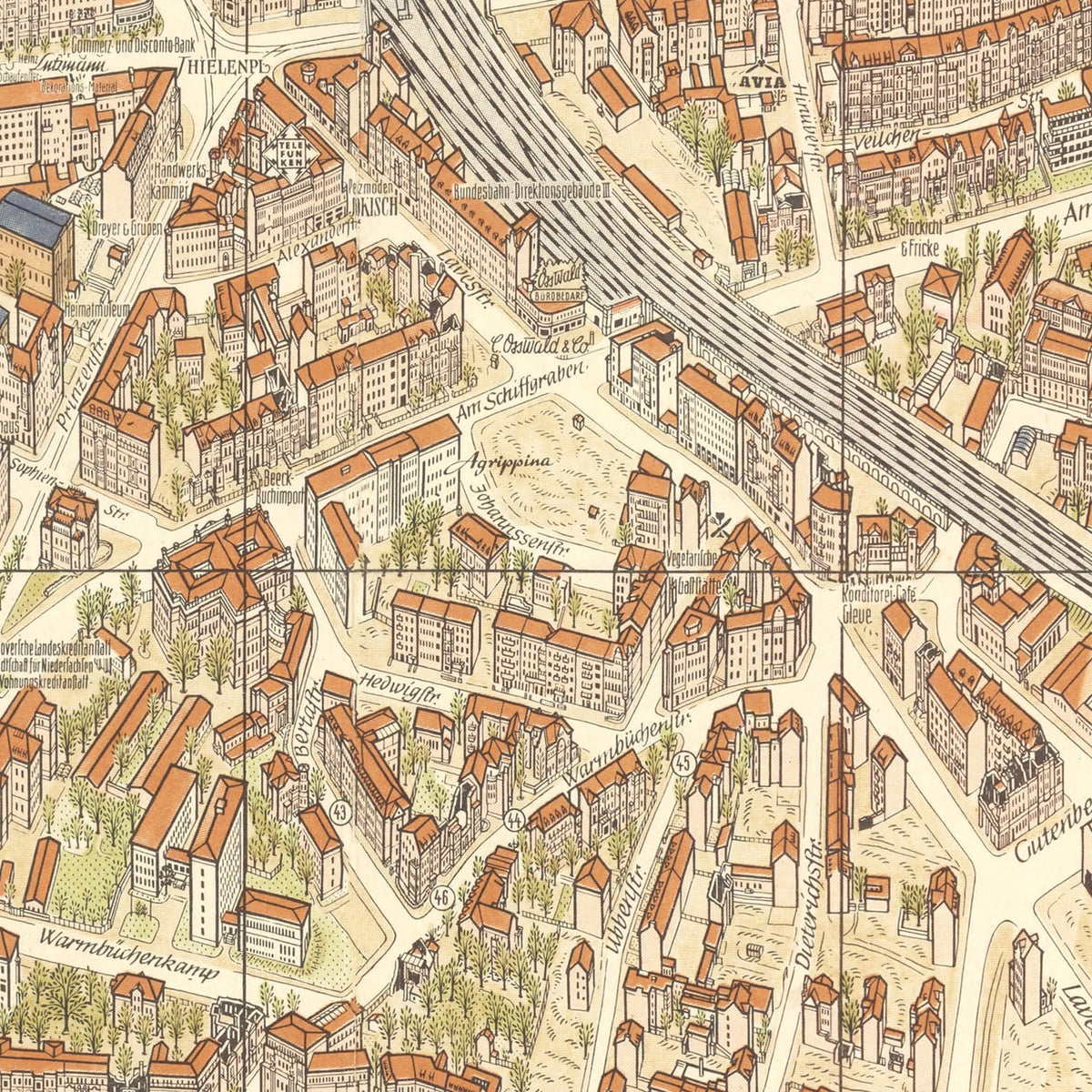 Restored historic details from the 1955 city map of Hanover