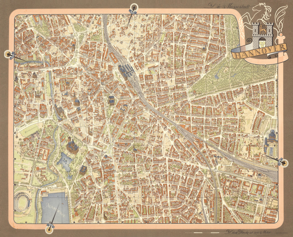 Vintage Map of Hanover, Germany 1955 print style example