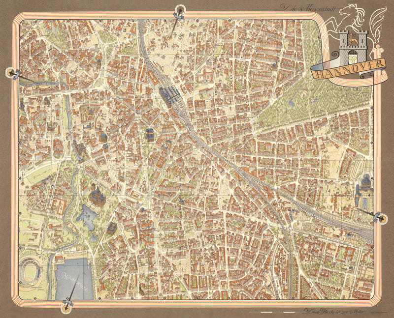 Size comparison using Vintage Map of Hanover, Germany 1955