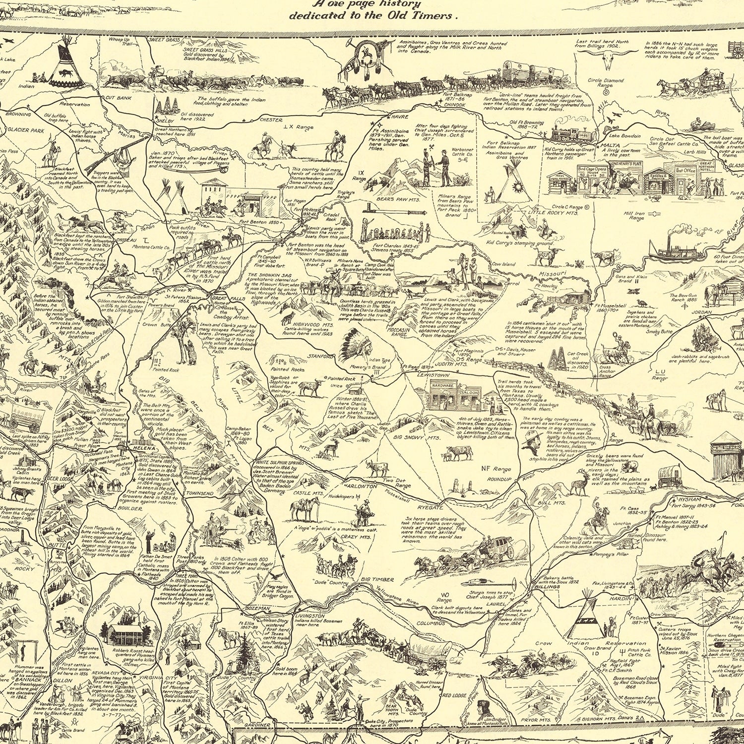 Restored historic details from the 1937 state map of County, Montana