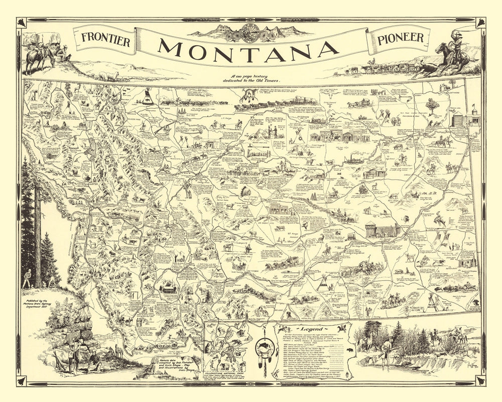 Vintage Map of Montana 1937 print style example