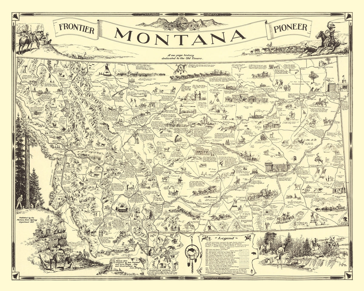 Preview of Vintage Map of Montana 1937