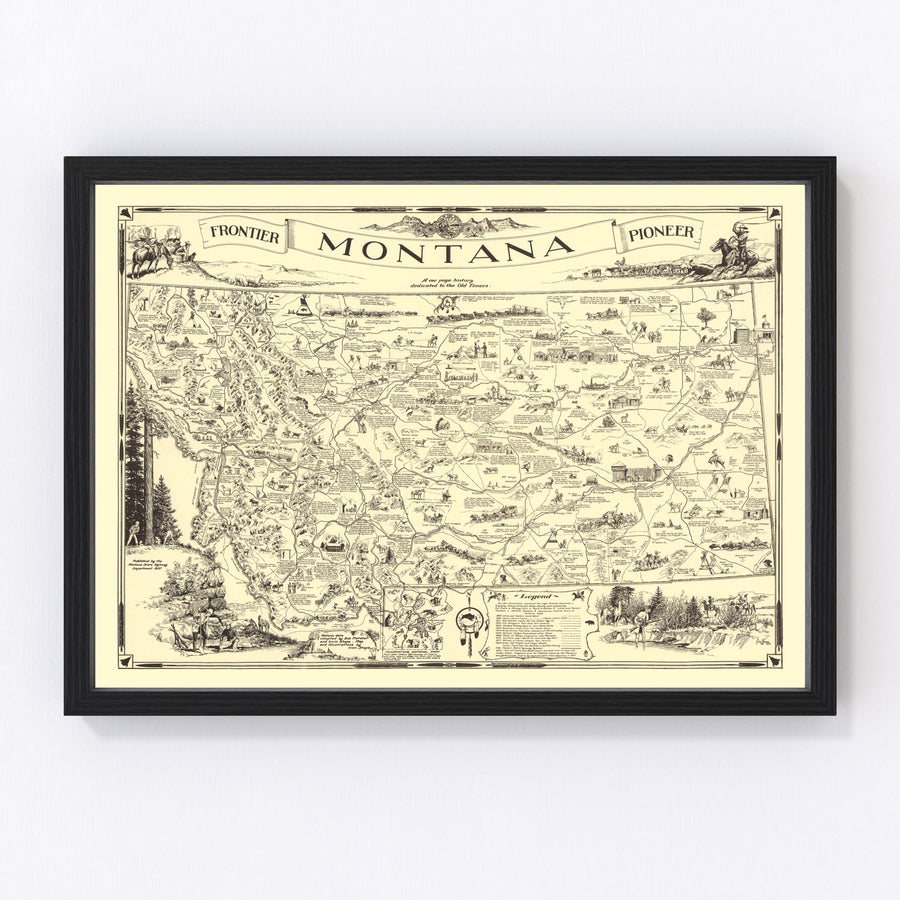 Vintage Map of Montana 1937