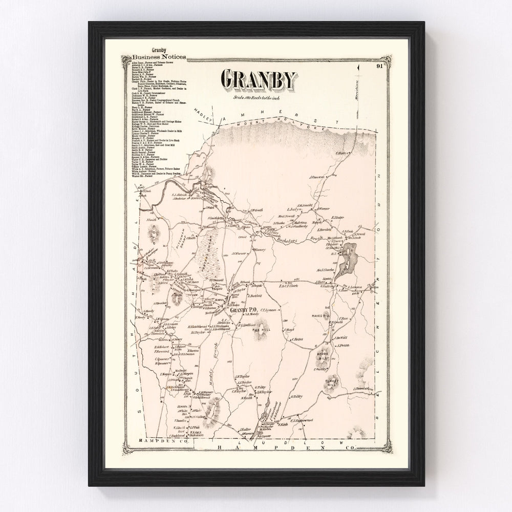 Granby Vintage Map 1873