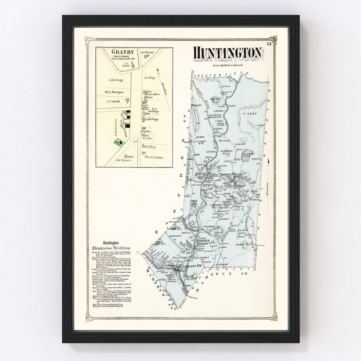 Huntington Vintage Map 1873