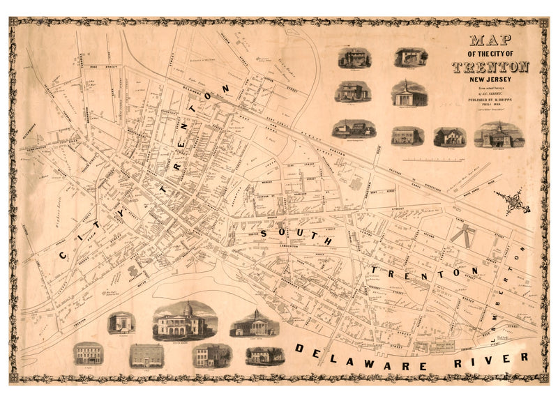 Size comparison using Vintage Map of Trenton, New Jersey 1849