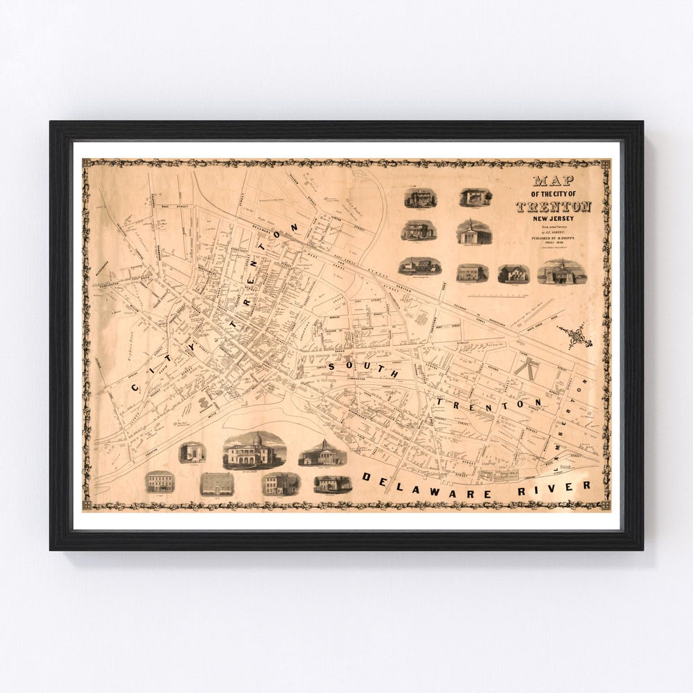 Trenton Vintage Map 1849