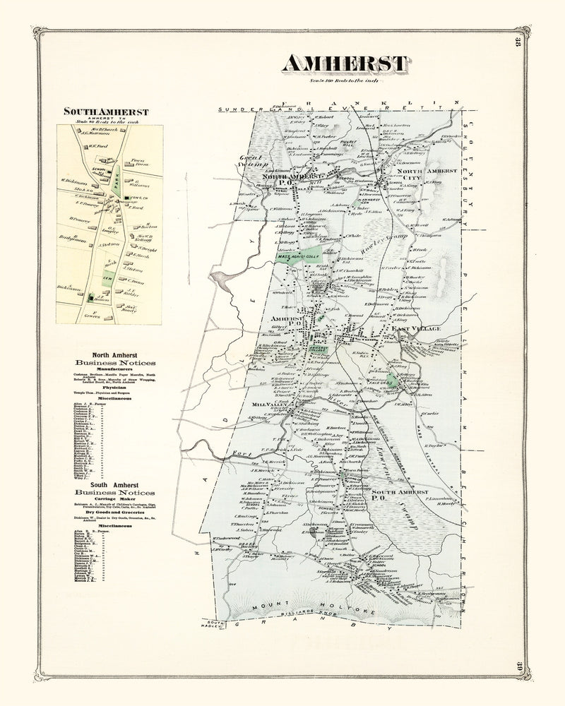 Size comparison using Vintage Map of Amherst, Massachusetts 1873