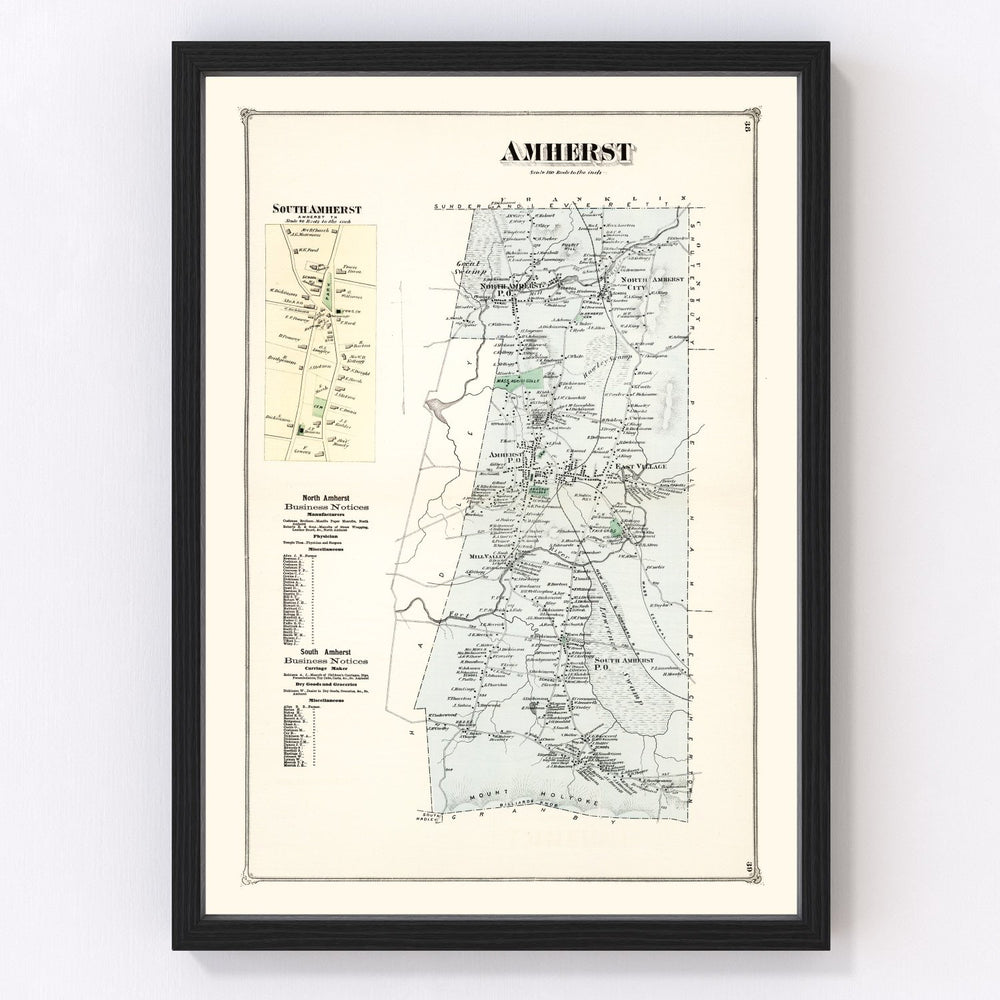 Amherst Vintage Map 1873