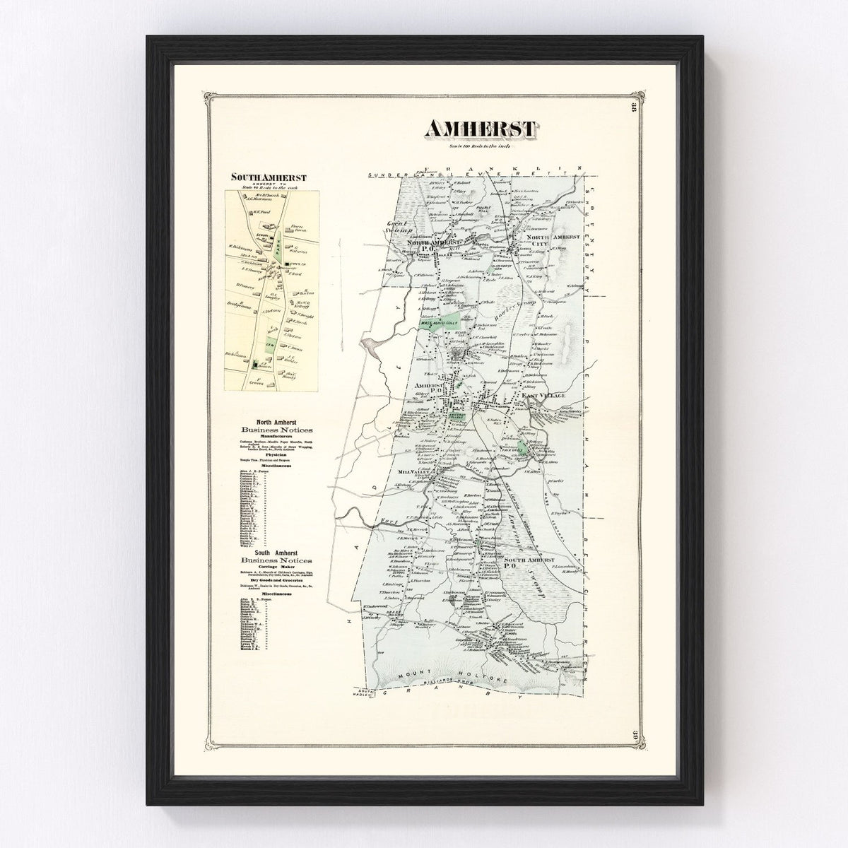 Amherst Vintage Map 1873