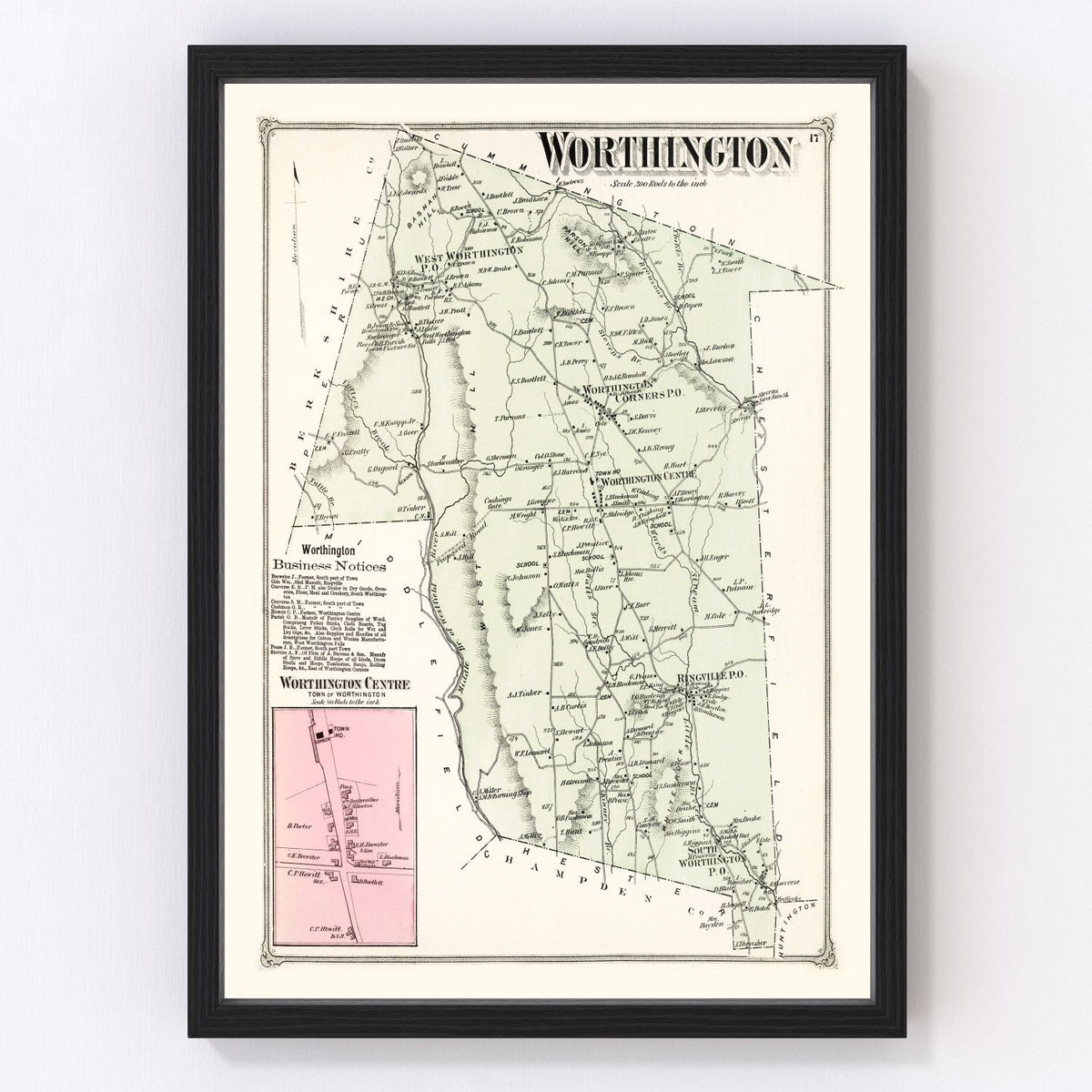 Worthington Vintage Map 1873