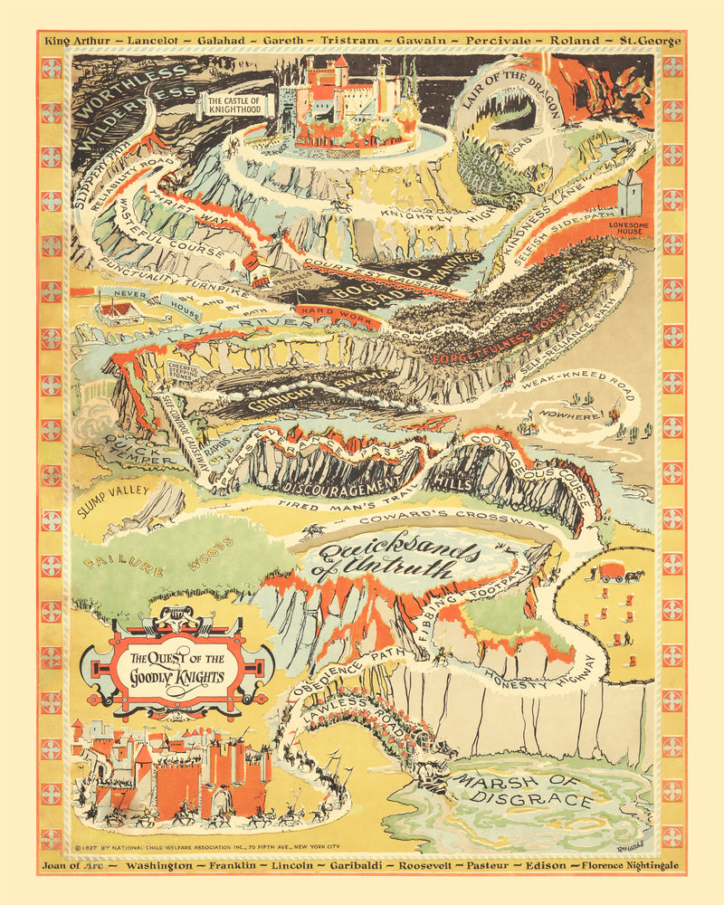 Size comparison using Vintage Map of the Quest of the Goodly Knights, 1927