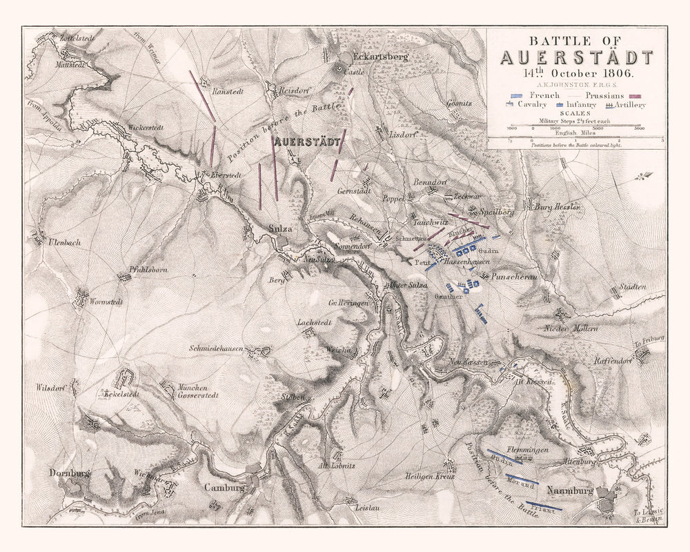Vintage Map of the Battle of Auerstadt, 1806 print style example