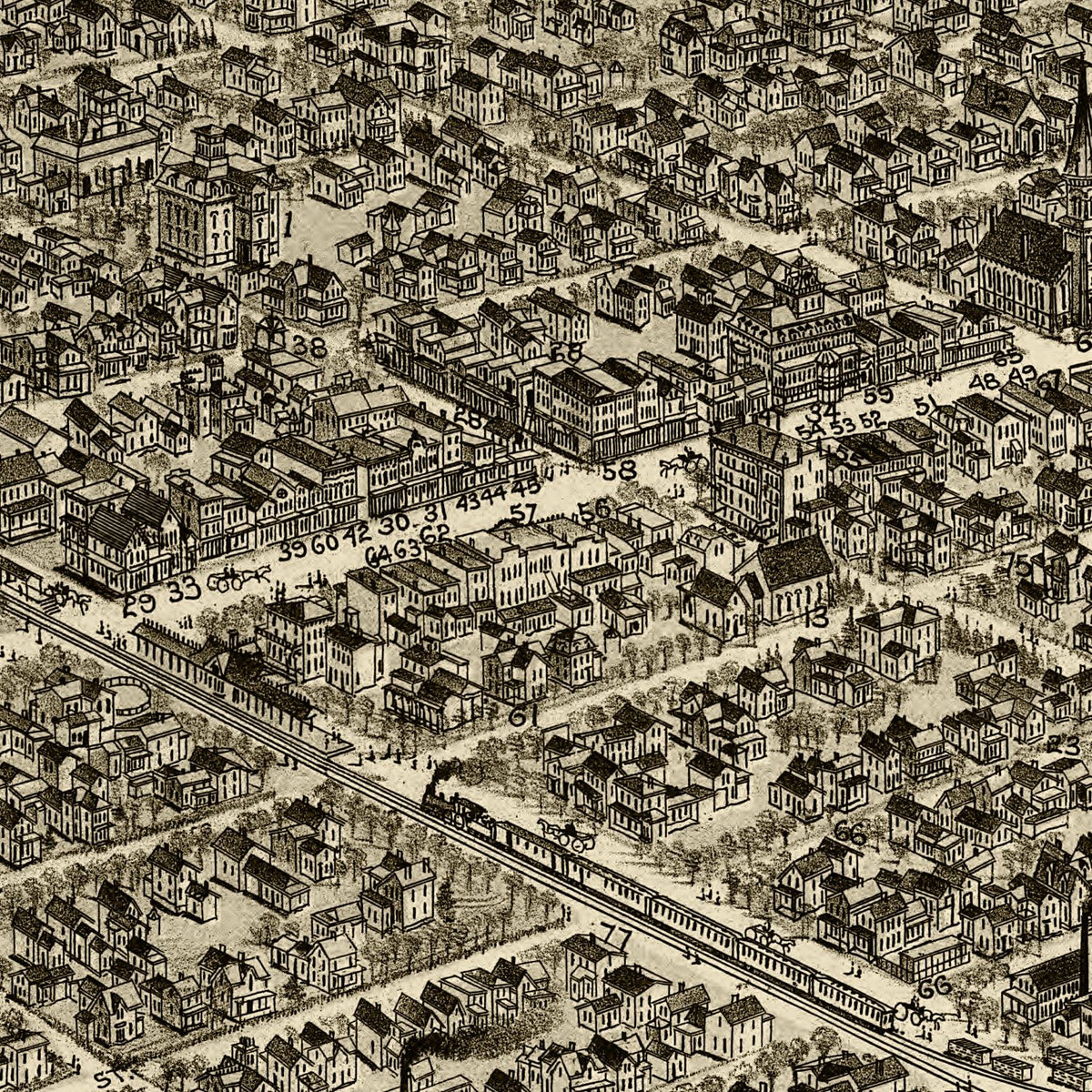 Restored historic details from the 1885 city map of Vineland, New Jersey