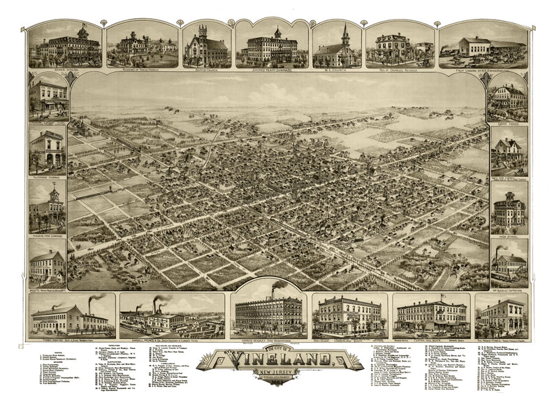 Size comparison using Vintage Map of Vineland, New Jersey 1885