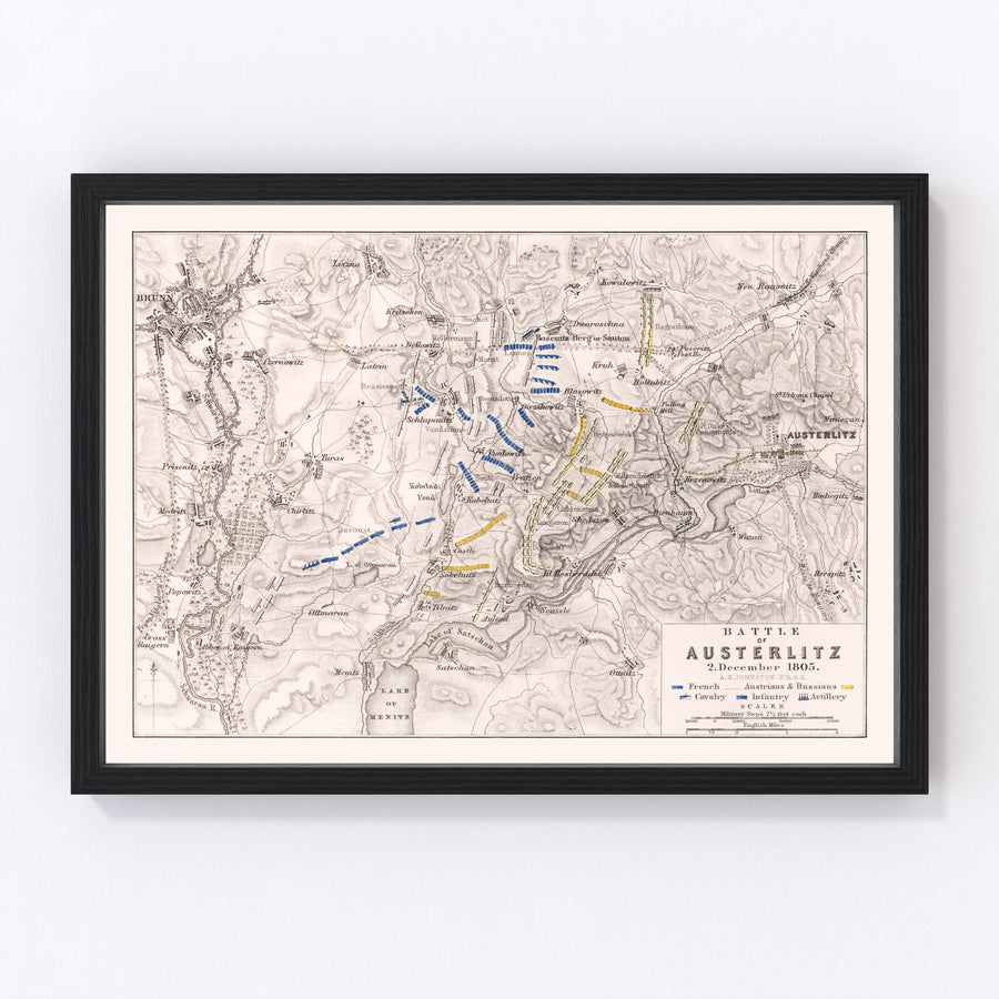 Vintage Map of the Battle of Austerlitz, 1805