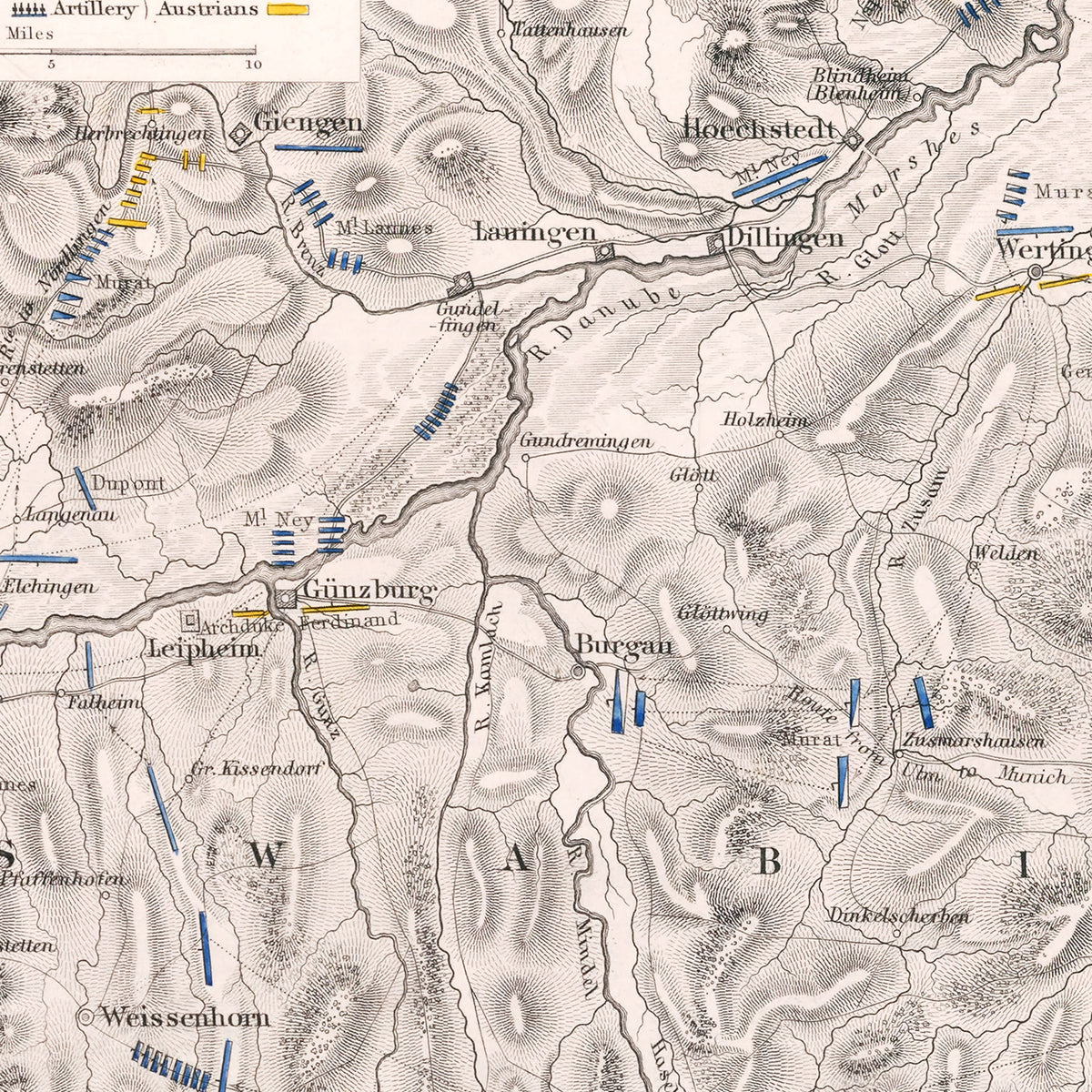 Restored historic details from the 1805 city map of Ulm