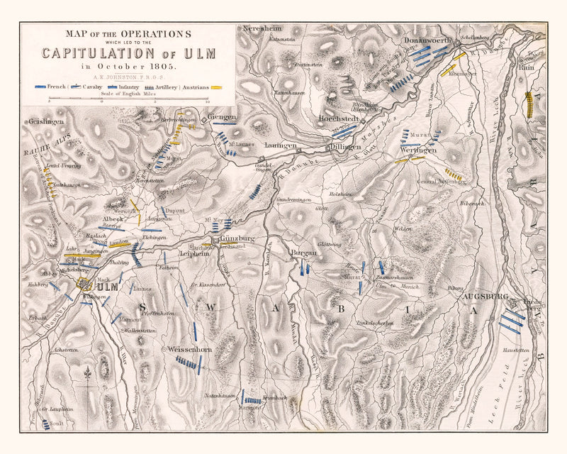 Size comparison using Vintage Map of the Capitulation of Ulm, 1805