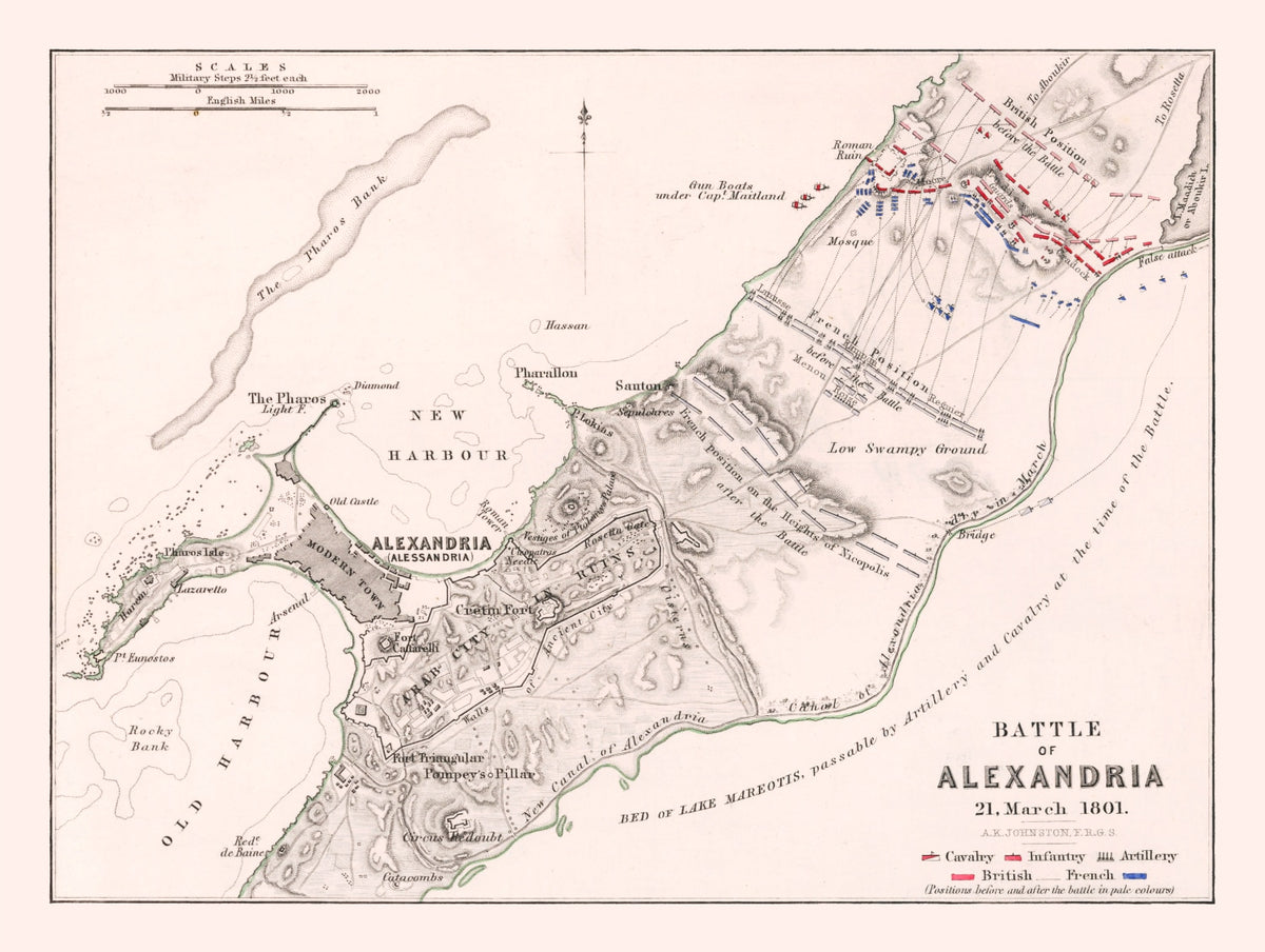 Preview of Vintage Map of the Battle of Alexandria, 1801