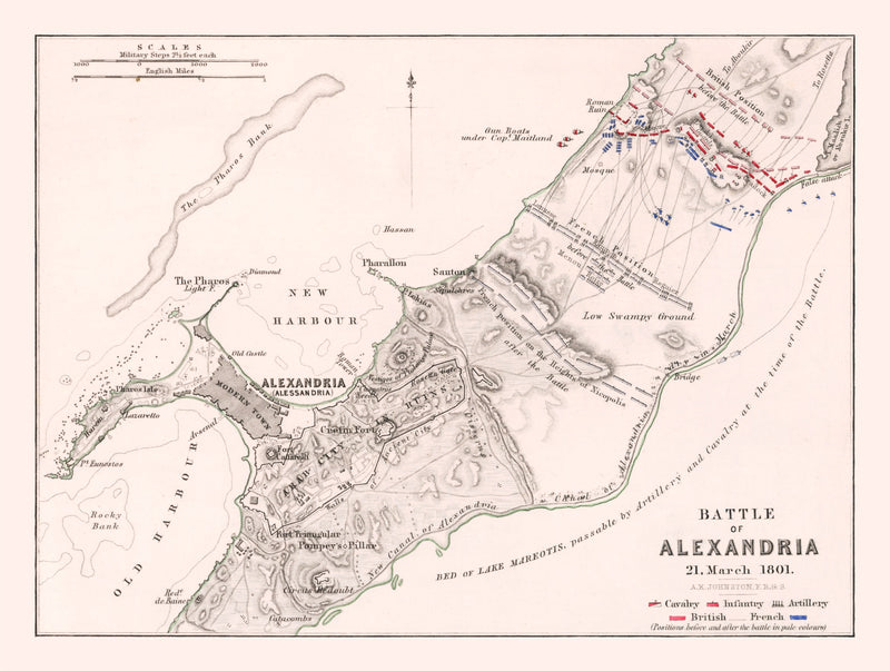 Size comparison using Vintage Map of the Battle of Alexandria, 1801