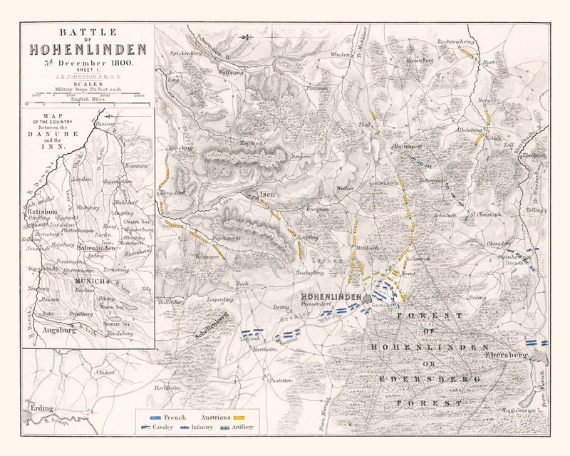 Size comparison using Vintage Map of the Battle of Hohenlinden, 1800