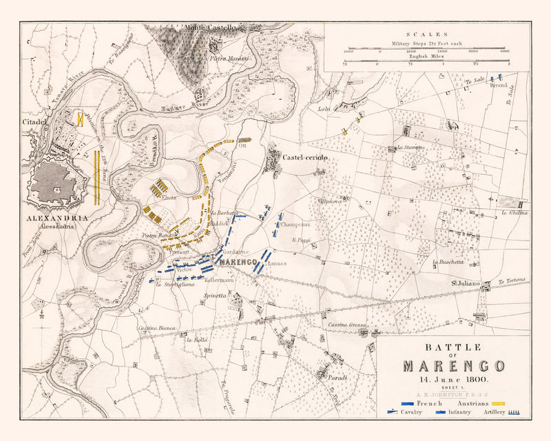 Size comparison using Vintage Map of the Battle of Marengo, 1800