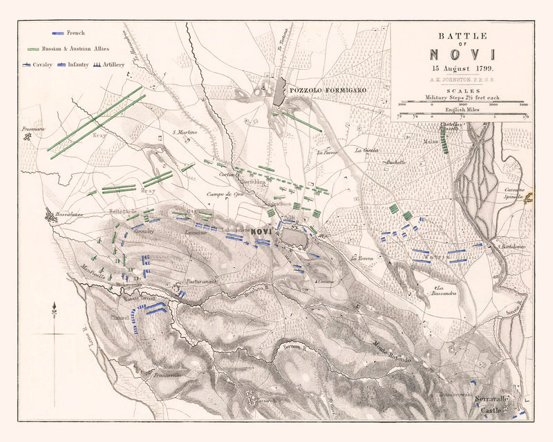 Size comparison using Vintage Map of the Battle of Novi, 1799