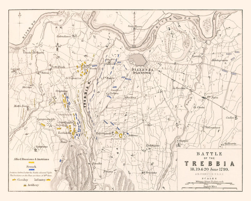 Size comparison using Vintage Map of the Battle of Trebbia, 1799