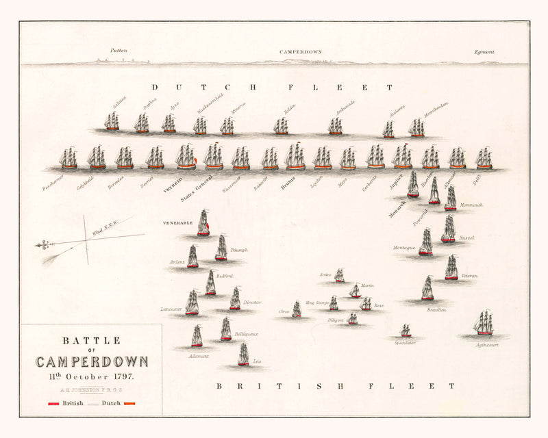Size comparison using Vintage Map of the Battle of Camperdown, 1797