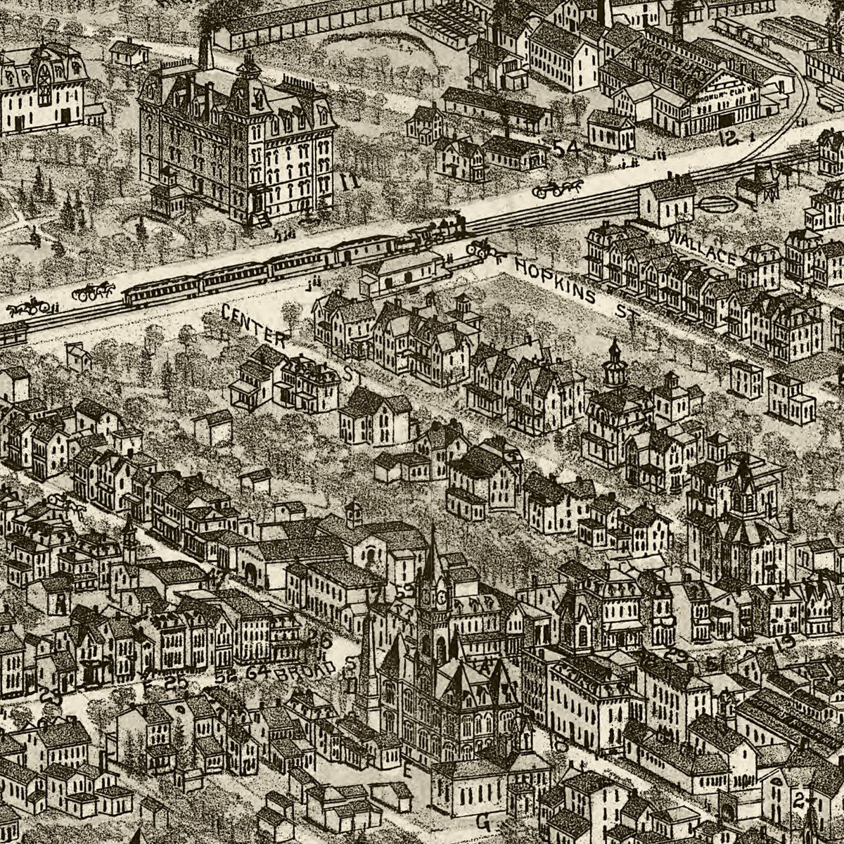 Restored historic details from the 1886 city map of Woodbury, New Jersey