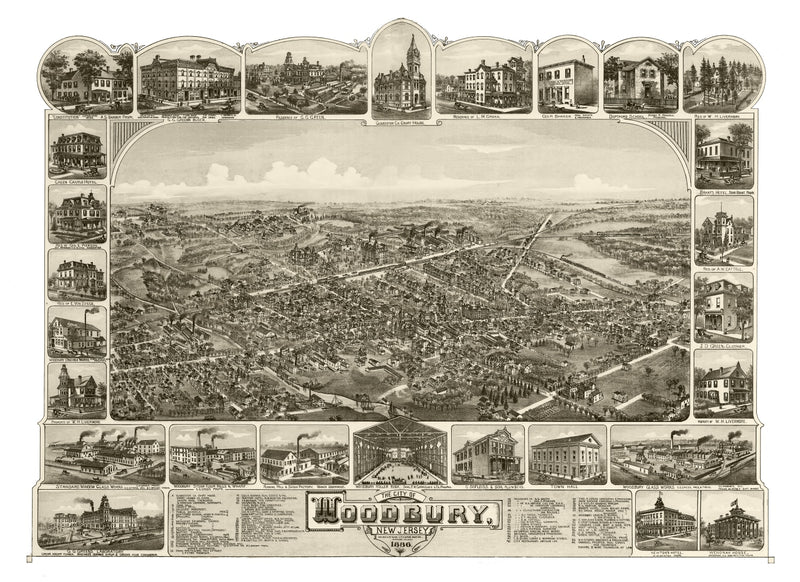 Size comparison using Vintage Map of Woodbury, New Jersey 1886