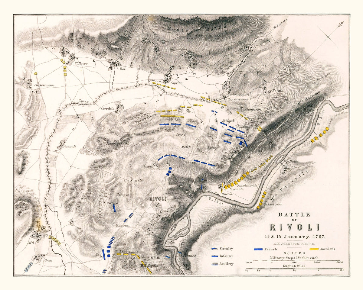 Preview of Vintage Map of the Battle of Rivoli, 1797