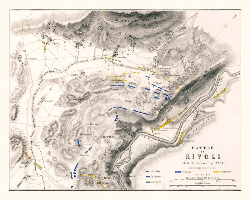 Size comparison using Vintage Map of the Battle of Rivoli, 1797