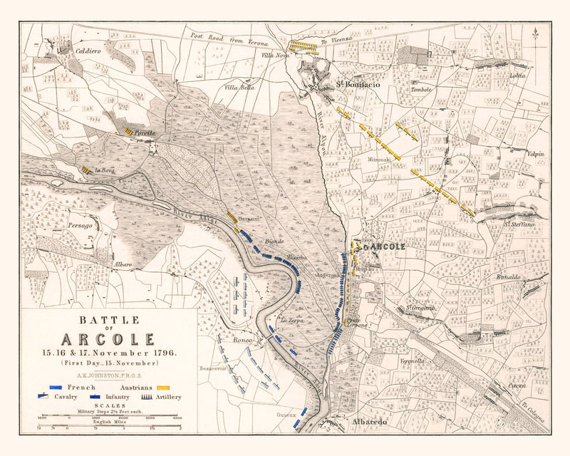 Size comparison using Vintage Map of the Battle of Arcole, 1796