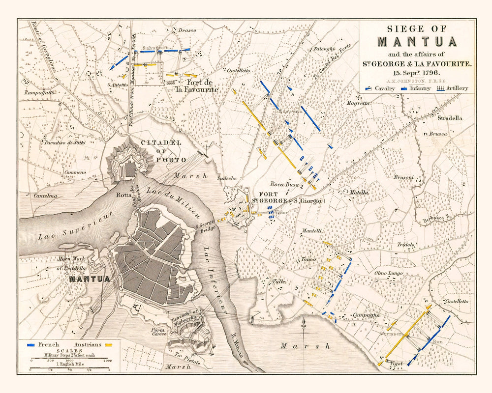 Vintage Map of the Siege of Mantua, 1796 print style example