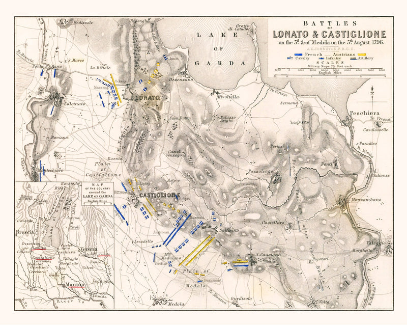 Size comparison using Vintage Map of the Battles of Lonato & Castiglione, 1796