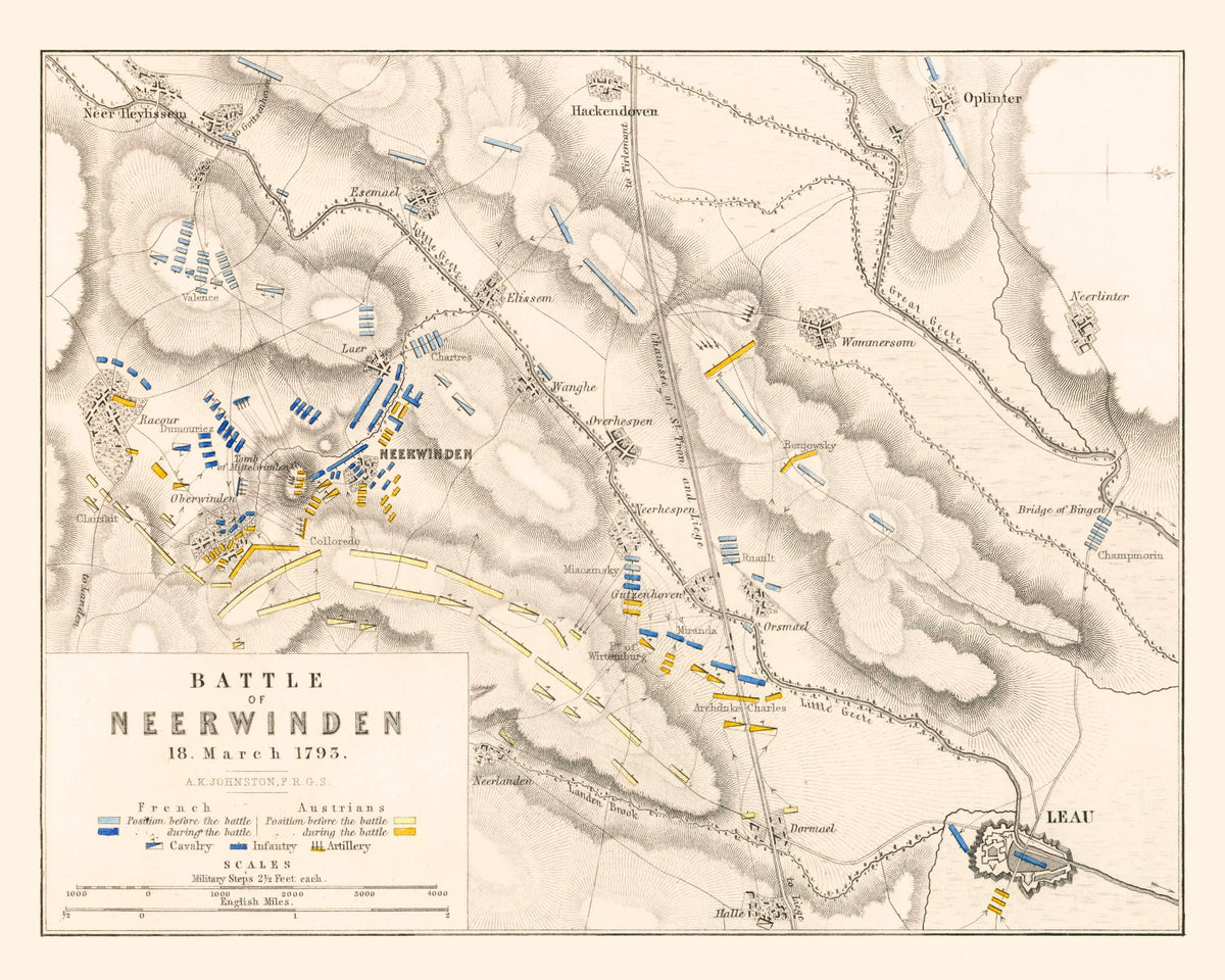 Preview of Vintage Map of the Battle of Neerwinden, 1793