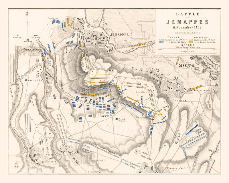 Size comparison using Vintage Map of the Battle of Jemappes, 1792