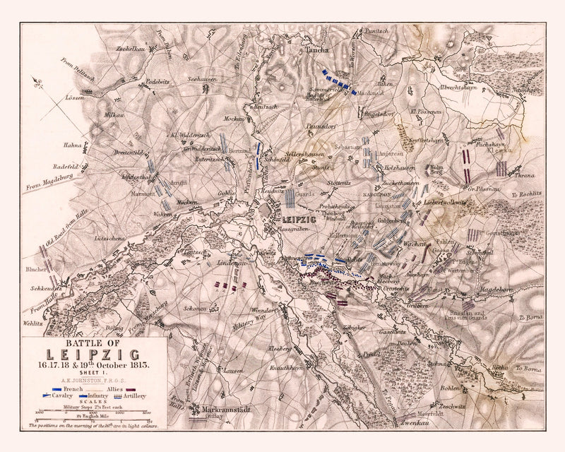Size comparison using Vintage Map of the Battle of Leipzig, 1813