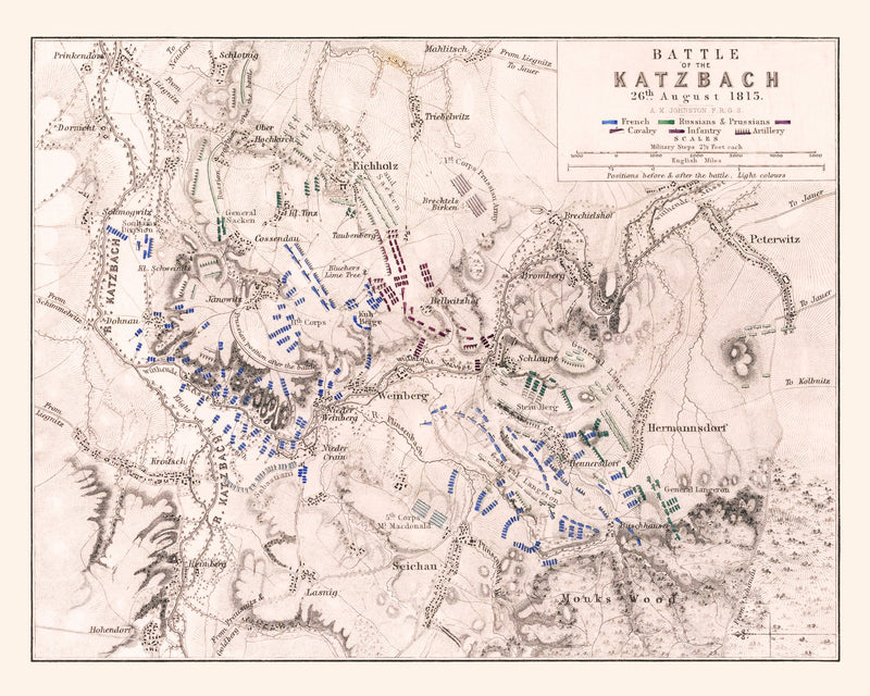 Size comparison using Vintage Map of the Battle of Katzbach, 1813