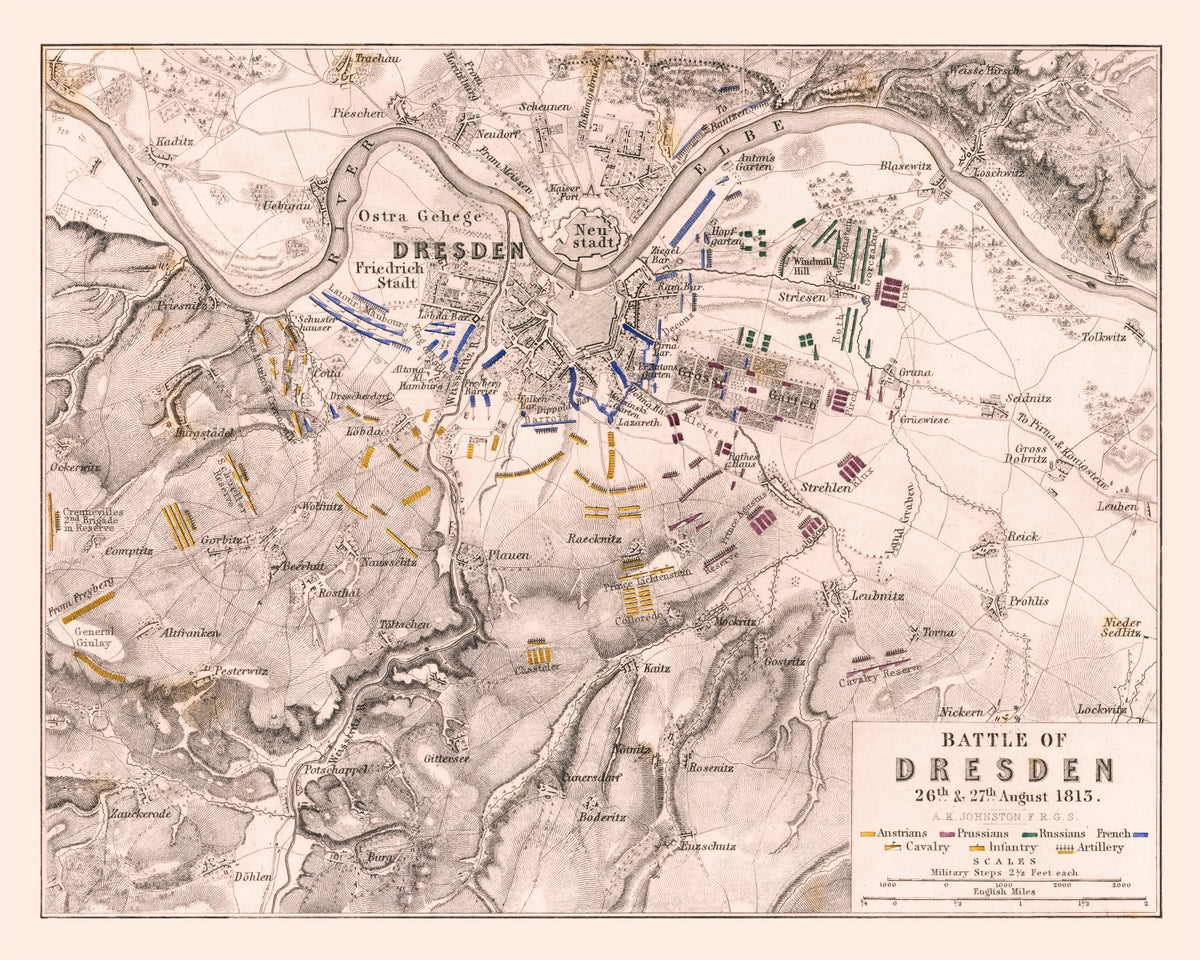 Preview of Vintage Map of the Battle of Dresden, 1813