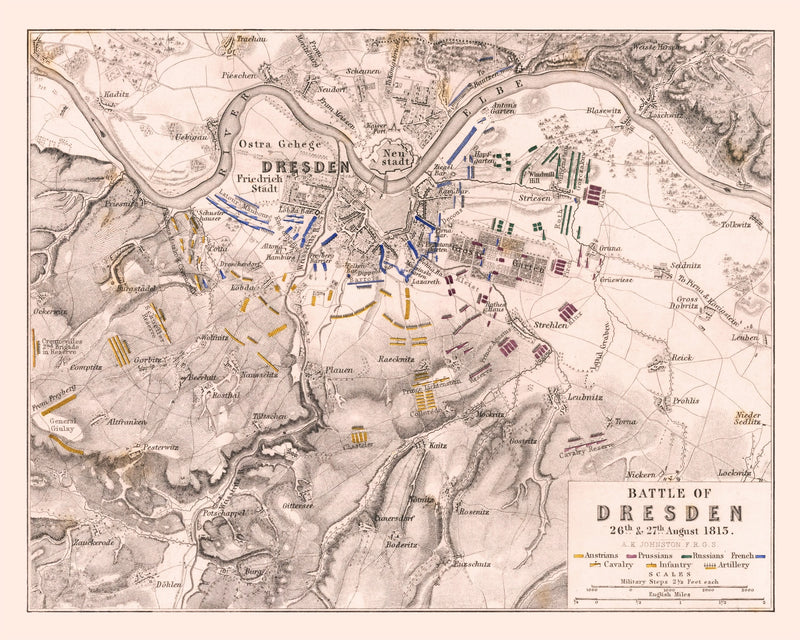 Size comparison using Vintage Map of the Battle of Dresden, 1813