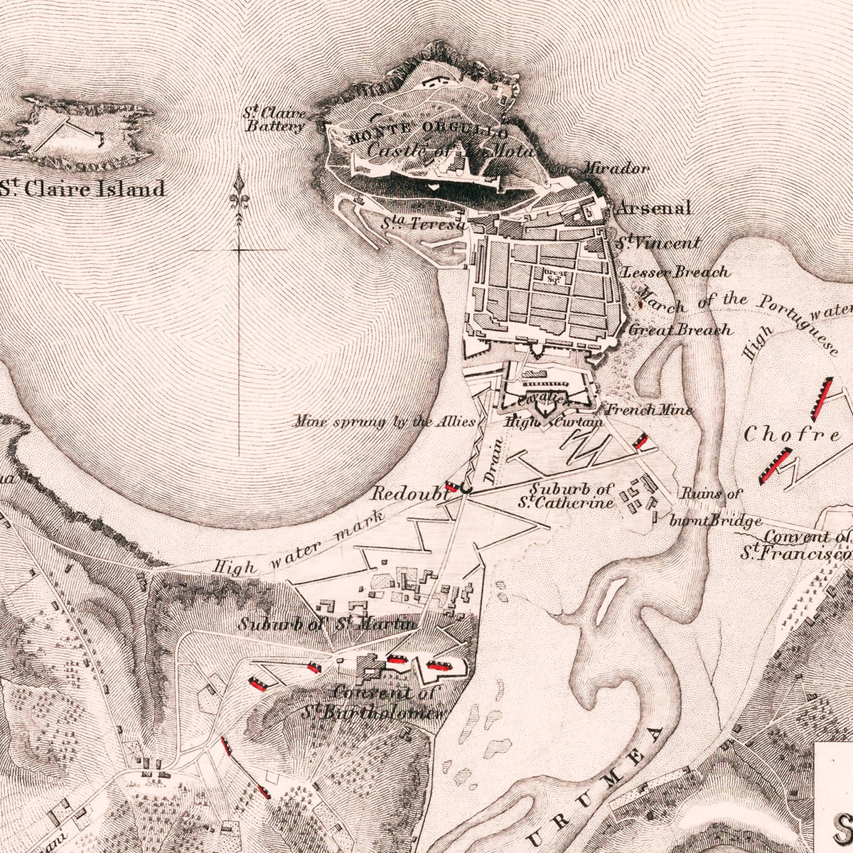 Restored historic details from the 1813 city map of San Sebastian