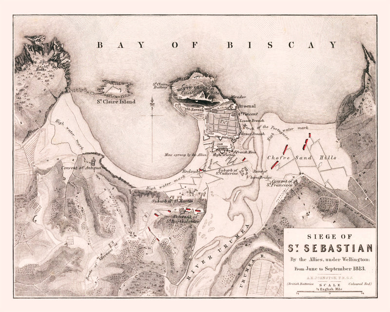 Size comparison using Vintage Map of the Siege of St. Sebastian, 1813