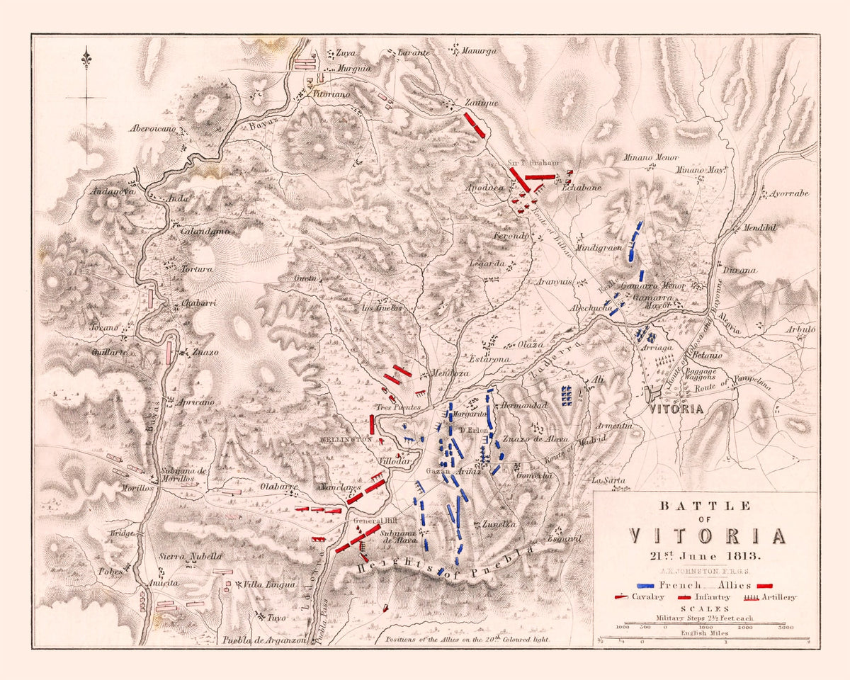 Preview of Vintage Map of the Battle of Vitoria, 1813