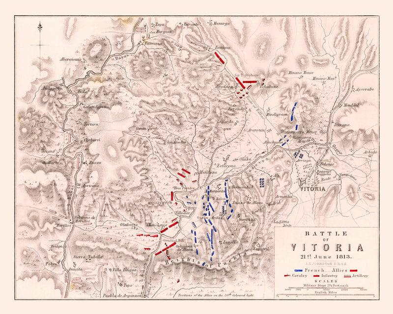 Size comparison using Vintage Map of the Battle of Vitoria, 1813